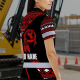 Hi Vis Polo Shirt Reflective Tapes Red Neon Native Custom Name Safety Workwear For Workers, Truckers, Operators