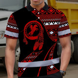 Hi Vis Polo Shirt Reflective Tapes Red Neon Native Custom Name Safety Workwear For Workers, Truckers, Operators