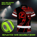 Hi Vis Polo Shirt Reflective Tapes Red Neon Native Custom Name Safety Workwear For Workers, Truckers, Operators