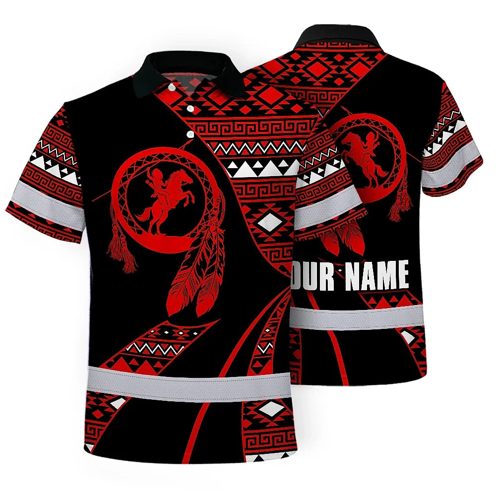Hi Vis Polo Shirt Reflective Tapes Red Neon Native Custom Name Safety Workwear For Workers, Truckers, Operators