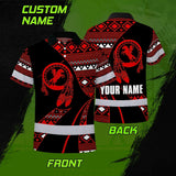 Hi Vis Polo Shirt Reflective Tapes Red Neon Native Custom Name Safety Workwear For Workers, Truckers, Operators