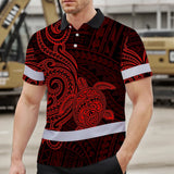 Hi Vis Polo Shirt Reflective Tapes Red Neon Polynesian Custom Name Safety Workwear For Workers, Truckers, Operators