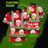 Hi Vis Polo Shirt Reflective Tapes Red Neon White Skull Custom Name Safety Workwear For Workers, Truckers, Operators