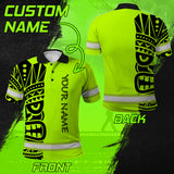 Hi Vis Polo Shirt Reflective Tapes TiKi Hawaiian Polynesian Tribal