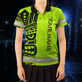 Hi Vis Polo Shirt Reflective Tapes TiKi Hawaiian Polynesian Tribal