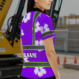 Hi Vis Polo Shirt Reflective Tapes Violet Neon Custom Name Safety Workwear For Workers, Truckers, Operators