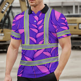 Hi Vis Polo Shirt Reflective Tapes Violet Neon Pink Heliconia Custom Name Safety Workwear For Workers, Truckers, Operators
