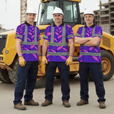 Hi Vis Polo Shirt Reflective Tapes Violet Neon Pink Heliconia Custom Name Safety Workwear For Workers, Truckers, Operators