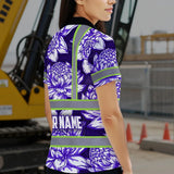 Hi Vis Polo Shirt Reflective Tapes Violet Neon White Protea Custom Name Safety Workwear For Workers, Truckers, Operators