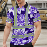 Hi Vis Polo Shirt Reflective Tapes Violet Neon White Protea Custom Name Safety Workwear For Workers, Truckers, Operators
