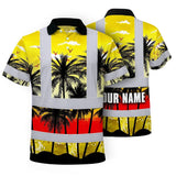 Hi Vis Polo Shirt Reflective Tapes Yellow Coconut Tree Custom Name Safety Workwear For Workers, Truckers, Operators