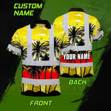 Hi Vis Polo Shirt Reflective Tapes Yellow Coconut Tree Custom Name Safety Workwear For Workers, Truckers, Operators