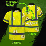 Hi Vis Polo Shirt Reflective Tapes Yellow Neon Custom Name Safety Workwear For Workers, Truckers, Operators