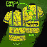 Hi Vis Polo Shirt Reflective Tapes Yellow Neon Flowers Custom Name Safety Workwear For Workers, Truckers, Operators