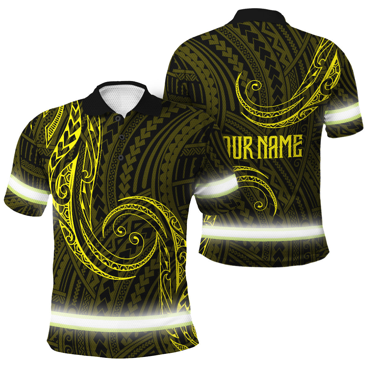 Hi Vis Polo Shirt Reflective Tapes Yellow Neon Hawaii Custom Name Safety