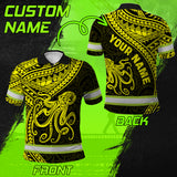 Hi Vis Polo Shirt Reflective Tapes Yellow Neon Hawaii Octopus