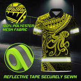 Hi Vis Polo Shirt Reflective Tapes Yellow Neon Hawaii Octopus