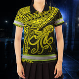 Hi Vis Polo Shirt Reflective Tapes Yellow Neon Hawaii Octopus