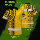 Hi Vis Polo Shirt Reflective Tapes Yellow Polynesian Custom Name Safety Workwear For Workers, Truckers, Operators