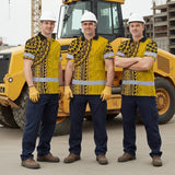 Hi Vis Polo Shirt Reflective Tapes Yellow Polynesian Custom Name Safety Workwear For Workers, Truckers, Operators