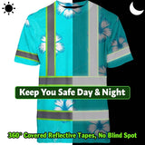 Hi Vis Shirt Reflective Tapes Blue Neon Custom Name Safety Workwear For Workers, Truckers, Operators
