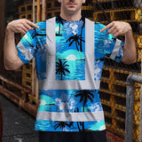 Hi Vis Shirt Reflective Tapes Blue Neon Flowers 4 Custom Name