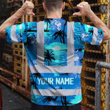Hi Vis Shirt Reflective Tapes Blue Neon Flowers 4 Custom Name