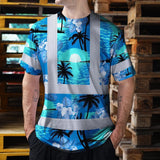 Hi Vis Shirt Reflective Tapes Blue Neon Flowers 4 Custom Name