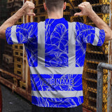 Hi Vis Shirt Reflective Tapes Blue Neon Flowers Custom Name Safety Workwear For Workers, Truckers, Operators