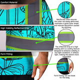 Hi Vis Shirt Reflective Tapes Blue Neon Flowers Custom Name Safety Workwear For Workers, Truckers, Operators