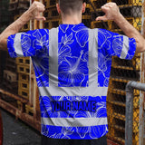 Hi Vis Shirt Reflective Tapes Blue Neon Flowers Custom Name Safety Workwear For Workers, Truckers, Operators