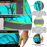 Hi Vis Shirt Reflective Tapes Blue Neon Flowers Custom Name Safety Workwear For Workers, Truckers, Operators