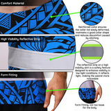 Hi Vis Shirt Reflective Tapes Blue Neon Polynesian Tribal Custom Name Safety Workwear For Workers, Truckers, Operators