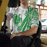 Hi Vis Shirt Reflective Tapes Dark Green Neon Polynesian Turtle Custom Name Safety Workwear For Workers, Truckers, Operators