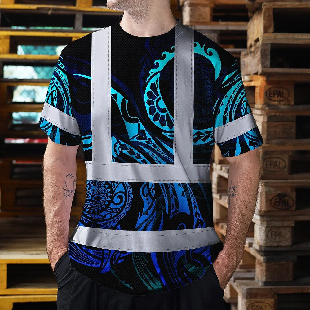 Hi Vis Shirt Reflective Tapes Gradient Turtle Hawaiian Polynesian Tribal Custom Name