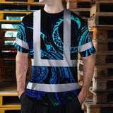 Hi Vis Shirt Reflective Tapes Gradient Turtle Hawaiian Polynesian Tribal Custom Name