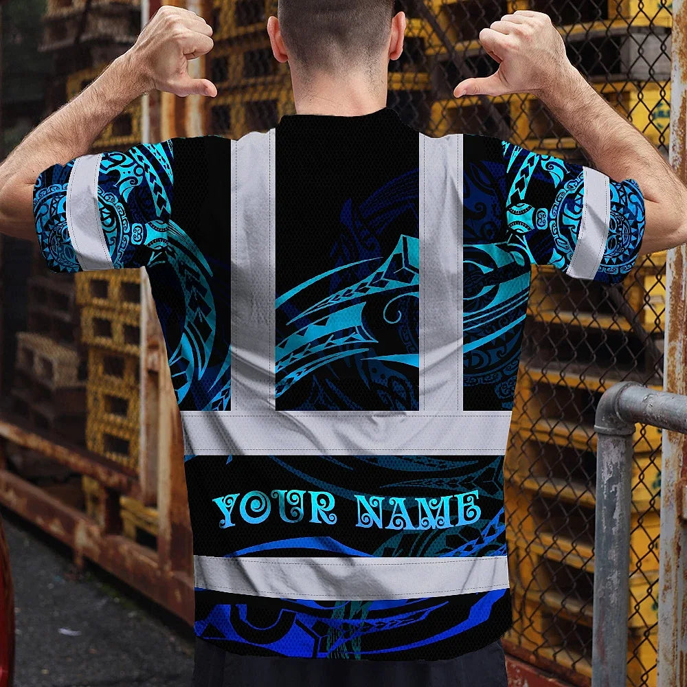 Hi Vis Shirt Reflective Tapes Gradient Turtle Hawaiian Polynesian Tribal Custom Name