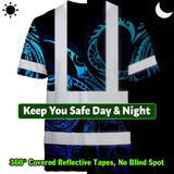 Hi Vis Shirt Reflective Tapes Gradient Turtle Hawaiian Polynesian Tribal Custom Name