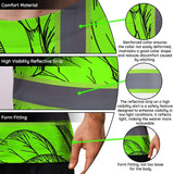 Hi Vis Shirt Reflective Tapes Green Black Neon Flowers Custom Name Safety Workwear For Workers, Truckers, Operators
