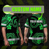 Hi Vis Shirt Reflective Tapes Green Black Polynesian Custom Name Safety Workwear For Workers, Truckers, Operators