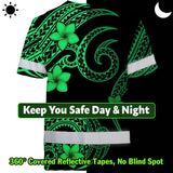 Hi Vis Shirt Reflective Tapes Green Black Polynesian Custom Name Safety Workwear For Workers, Truckers, Operators