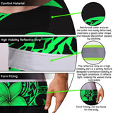 Hi Vis Shirt Reflective Tapes Green Black Polynesian Custom Name Safety Workwear For Workers, Truckers, Operators