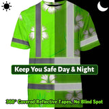 Hi Vis Shirt Reflective Tapes Green Neon Custom Name Safety Workwear For Workers, Truckers, Operators