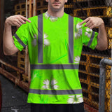 Hi Vis Shirt Reflective Tapes Green Neon Custom Name Safety Workwear For Workers, Truckers, Operators