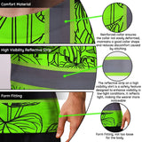 Hi Vis Shirt Reflective Tapes Green Neon Flowers Custom Name Safety Workwear For Workers, Truckers, Operators