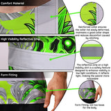 Hi Vis Shirt Reflective Tapes Green Neon Grey Skull Pineapple Custom Name Safety Workwear For Workers, Truckers, Operators