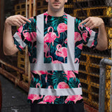 Hi Vis Shirt Reflective Tapes Hawaii Flamingo Custom Name Safety Workwear For Workers, Truckers, Operators