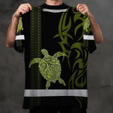 Hi Vis Shirt Reflective Tapes Lime Neon Hawaiian Polynesian Tribal Custom Name