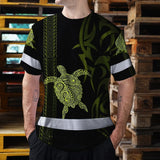 Hi Vis Shirt Reflective Tapes Lime Neon Hawaiian Polynesian Tribal Custom Name