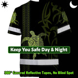 Hi Vis Shirt Reflective Tapes Lime Neon Hawaiian Polynesian Tribal Custom Name